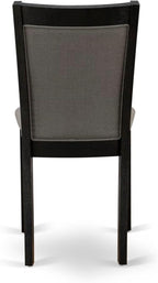 East West Furniture V697MZ650-5 5 Piece Dining Set Includes a Rectangle Dining Room Table with V-Legs and 4 Dark Gotham Grey Linen Fabric Upholstered Chairs, 40x72 Inch, Multi-Color
