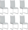 AZmac Modern Leather Dining Chairs Set of 6,Armless Kitchen Chairs,Dining Room Chairs with Upholstered Padded Seat and Sturdy Chrome Legs for Dining Room,Kitchen (Set of 6, Warm Grey)