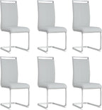 AZmac Modern Leather Dining Chairs Set of 6,Armless Kitchen Chairs,Dining Room Chairs with Upholstered Padded Seat and Sturdy Chrome Legs for Dining Room,Kitchen (Set of 6, Warm Grey)