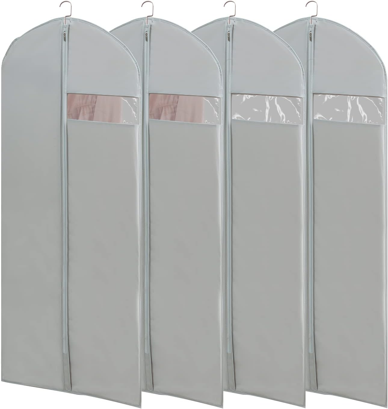 Dress Bags for Gowns Long, 65'' Long Dress Clear Garment Bag(Set of 4, 23.3'' X 65'')