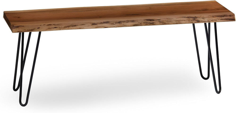 Alaterre Live Edge Solid Wood Entryway Bench with Hairpin Metal Legs, 48” | N...