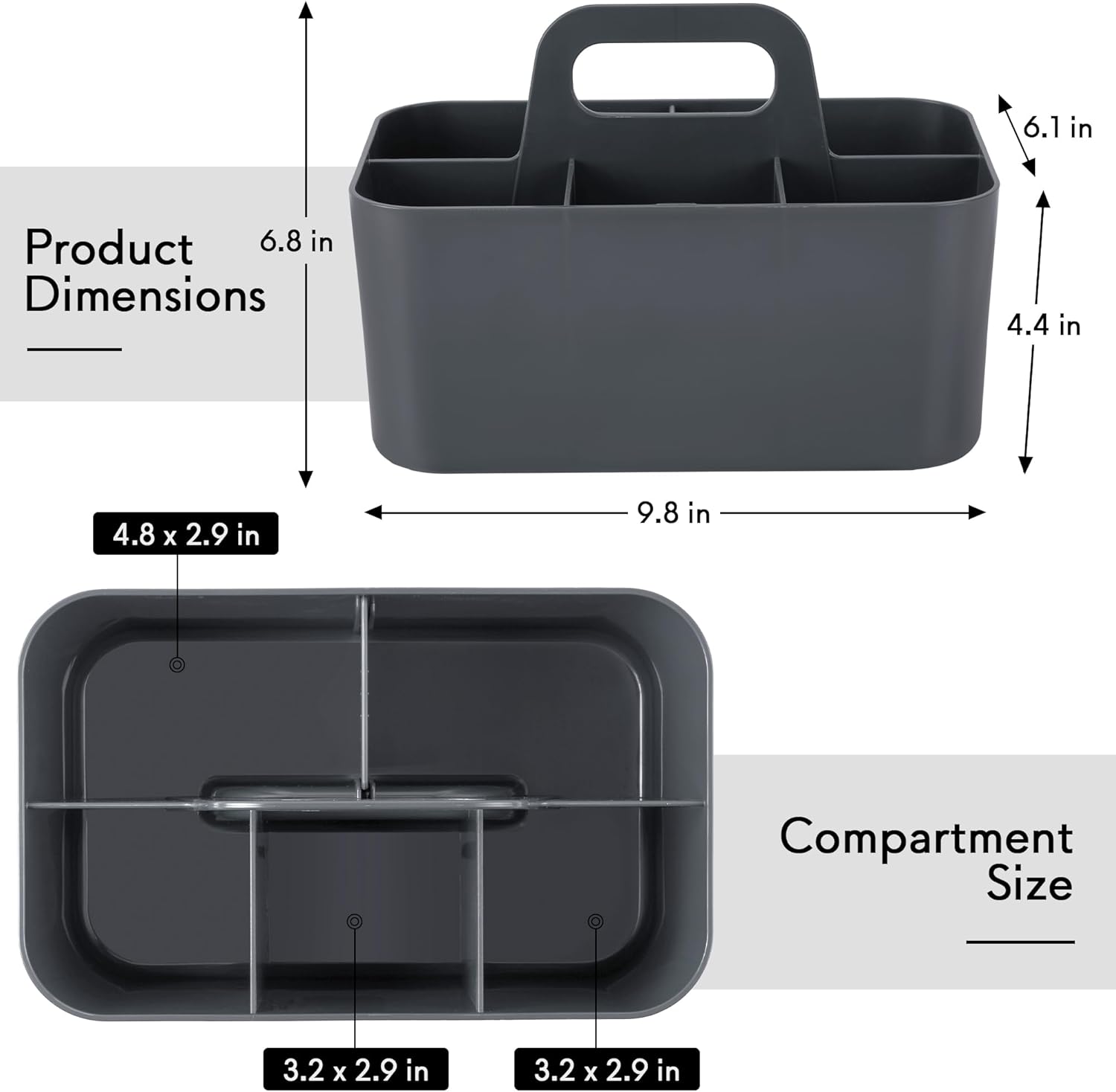 Tiawudi Multipurpose Caddy Organizer, Plastic Caddy with Handle, Stackable Desk Organizer for Stationery, Marker and Pencil, Office Supplies Organizer, Dorm Caddy