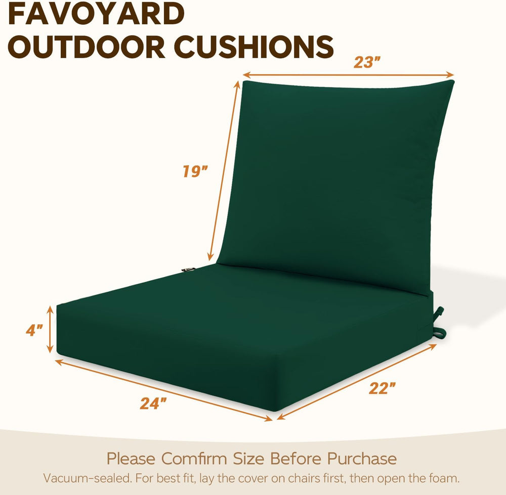 Favoyard Outdoor Chair Cushions Set, Green, 22 x 24 x 4 inch