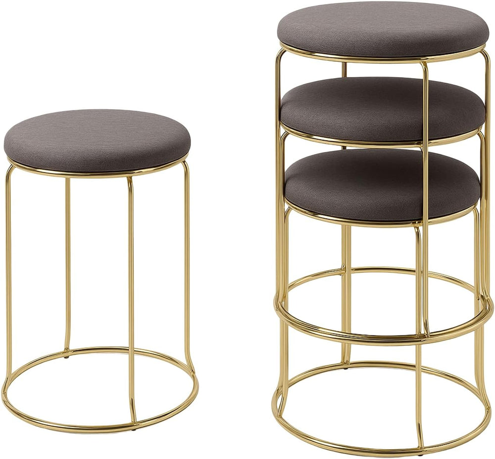 Kings Brand Furniture 4-Pack Stack Stools, Upholstered w/Metal Legs Backless ...