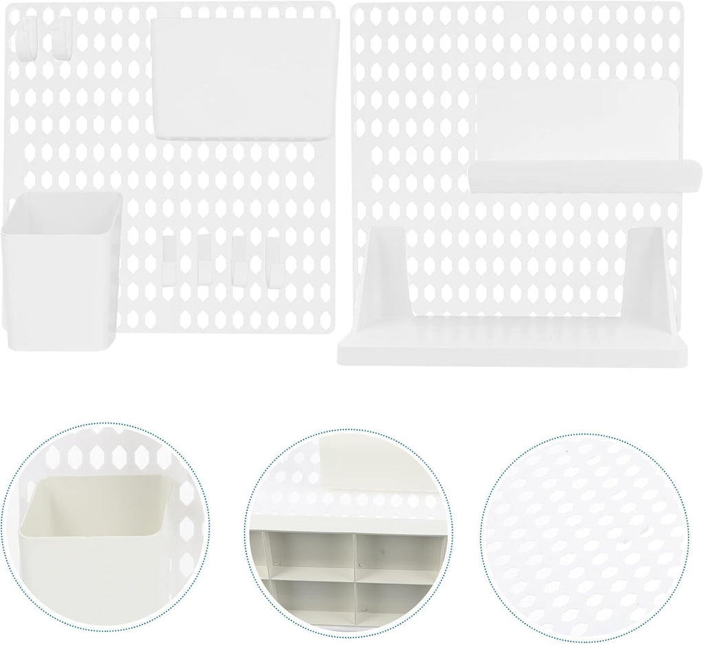 Wall Pegboard Storage Shelf White Plastic Organizer Rack for Hanging Wall Storage DIY Combination Holder for Keys Towels Toothbrushes Mini Pots