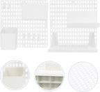 Wall Pegboard Storage Shelf White Plastic Organizer Rack for Hanging Wall Storage DIY Combination Holder for Keys Towels Toothbrushes Mini Pots