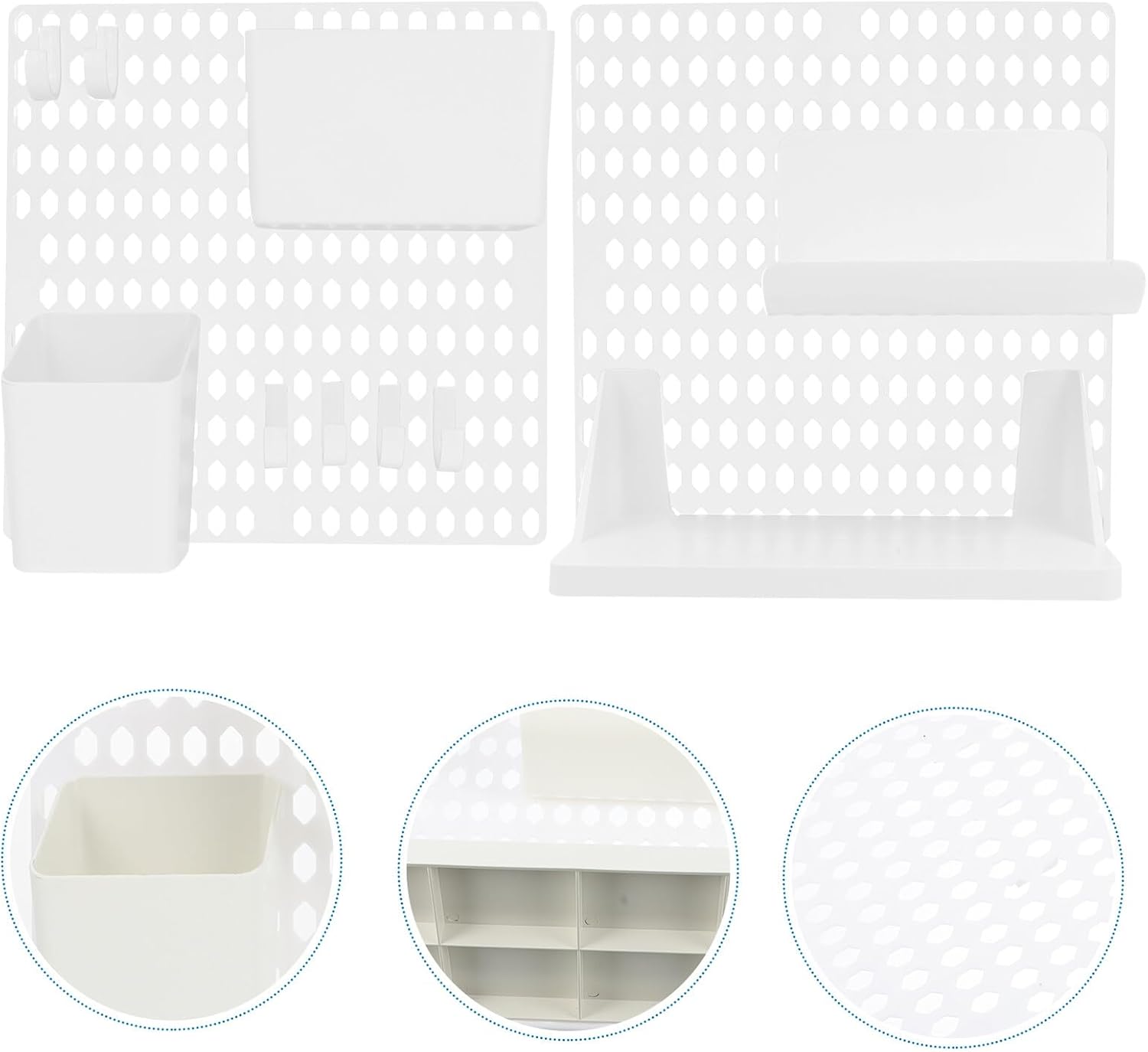Wall Pegboard Storage Shelf White Plastic Organizer Rack for Hanging Wall Storage DIY Combination Holder for Keys Towels Toothbrushes Mini Pots