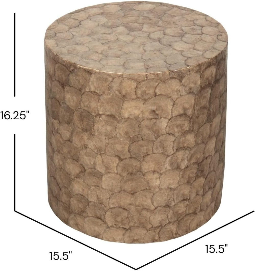 East at Main Capiz Shell Side Table – Tea Brown Accent Table, Small Decorativ...