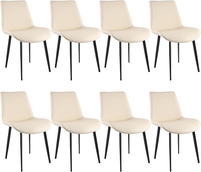Dining Chairs, Modern PU Leather Dining Room Chair with Sturdy Metal Legs, Up...
