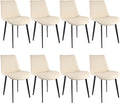 Dining Chairs, Modern PU Leather Dining Room Chair with Sturdy Metal Legs, Upholstered Seat Dinner Chairs Accent Side Chairs for Indoor Kitchen Living Room (Beige, Set of 8)