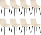 Dining Chairs, Modern PU Leather Dining Room Chair with Sturdy Metal Legs, Upholstered Seat Dinner Chairs Accent Side Chairs for Indoor Kitchen Living Room (Beige, Set of 8)
