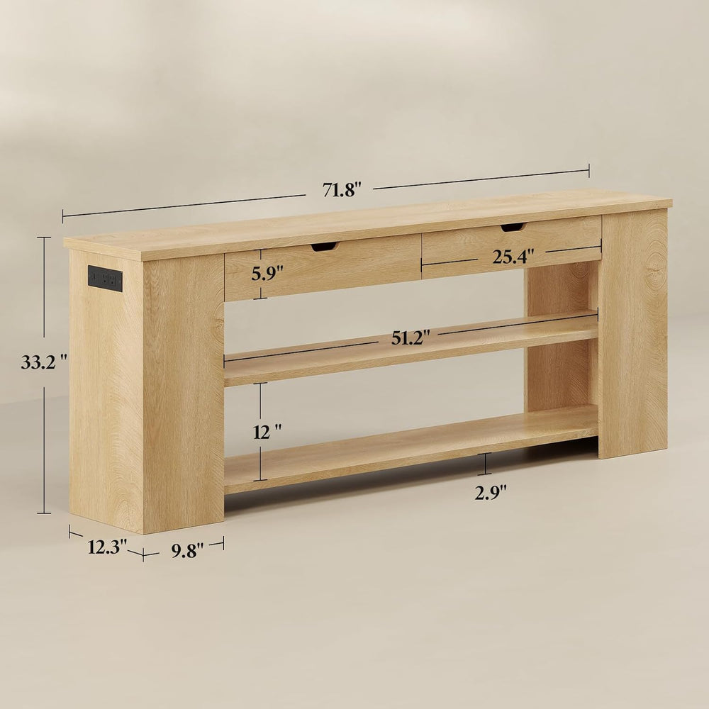 71.8 Inch Extra Long Console Table with Drawers, Farmhouse Long Console Table...