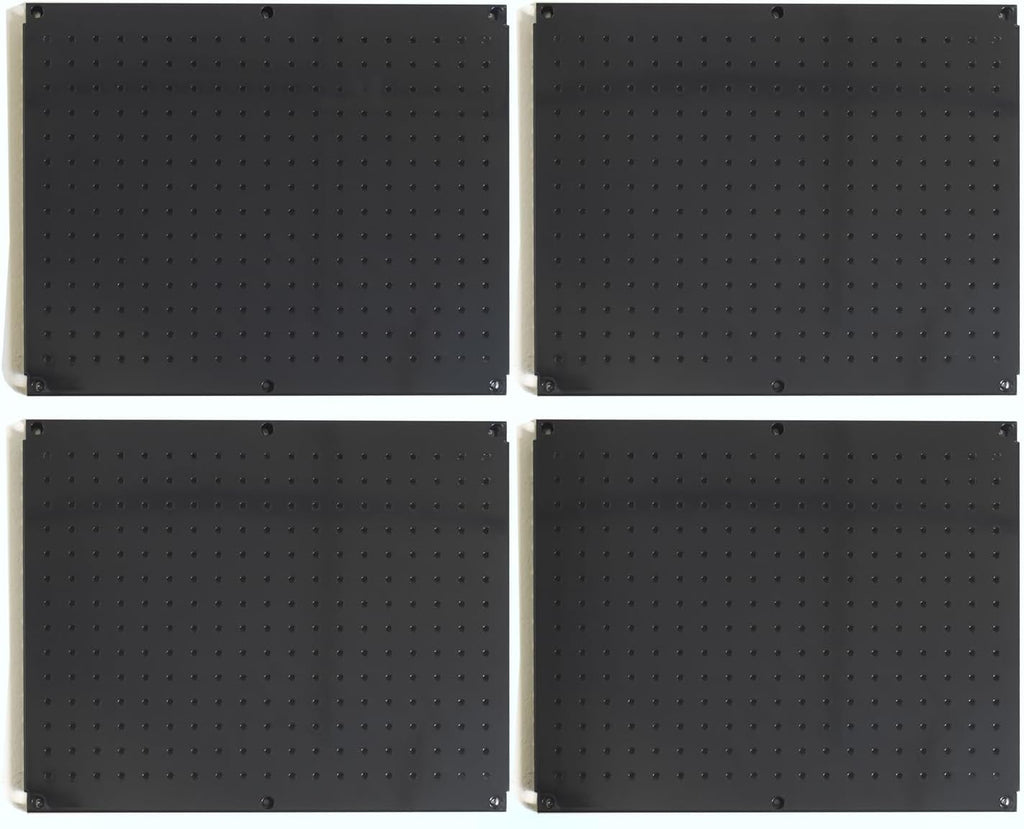Metal Pegboard 16-Inch Tall x 20-Inch Wide Heavy Duty Wall Organizer for Home Garage Tool Storage 4pcs Black