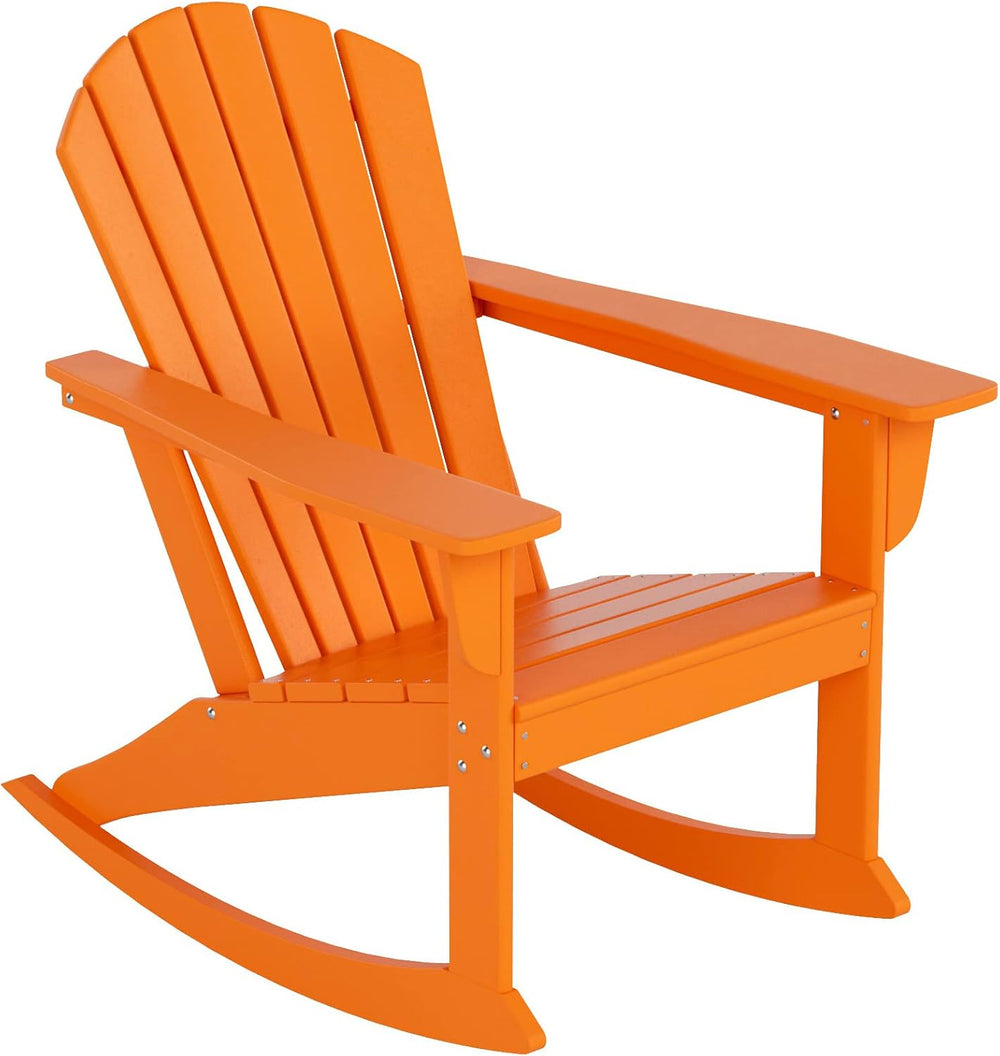 WestinTrends Dylan Outdoor Patio Poly Plastic Adirondack Rocking Chair, Orange