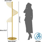 Spiral Scarf Rack, Metal Freestanding Scarf Organizer with 30 Rods, Commercial Hijab Organizer Stand for Home Clothing Store, Space Saving Shelves (Gold)