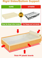 punemi 4.5 Inch Tall Low Profile Under Bed Storage Containers Bins, 2Pcs Shallow Flat Underbed Clothes Storage With Sturdy Structure Support, Under Couch & Sofa Storage For College Dorm Room, Beige