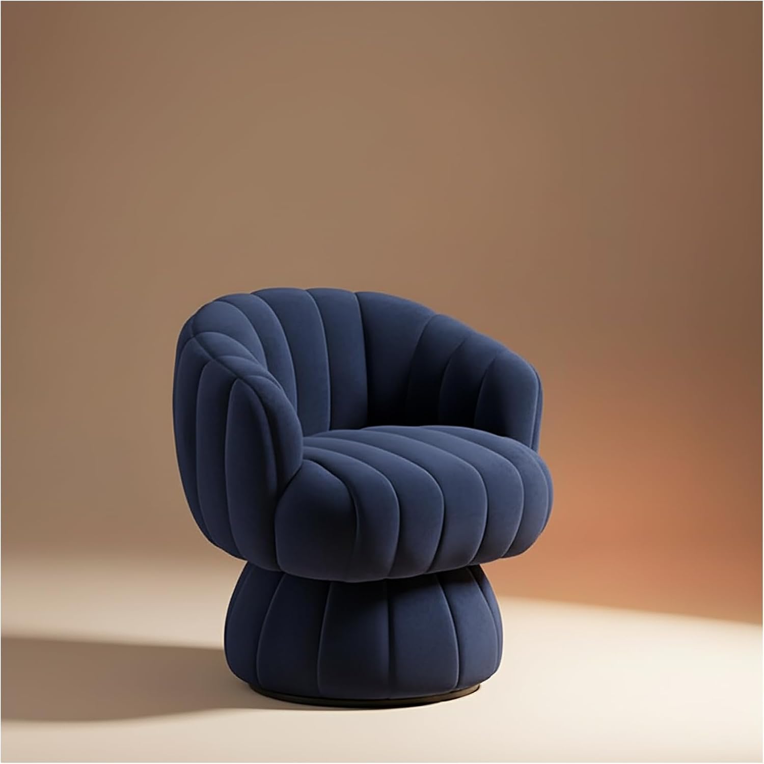 Vanity 360-Degree Swivel Accent Chair - Mid Century Modern Plush Round Makeup Chair, Relaxing Comfy Lounge Sofa Arm Chair, Idear for Living Room, Bedroom (Navy Velvet Fabric)
