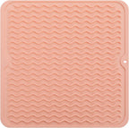 Silicone Dish Drying Mat for Multiple Usage,Easy clean,Eco-friendly,Heat-resistant Silicone Mat for Kitchen Counter or Sink,Refrigerator or Drawer liner Pink M 12 inches x 12 inches