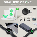 Leather Desk accessories Pen Holder with 3-in-1 Wireless Charger for Phone, Earbuds, Watch Multifunctional Desktop Phone Stand for Office and Home,birthday gifts,gifts for him (white)