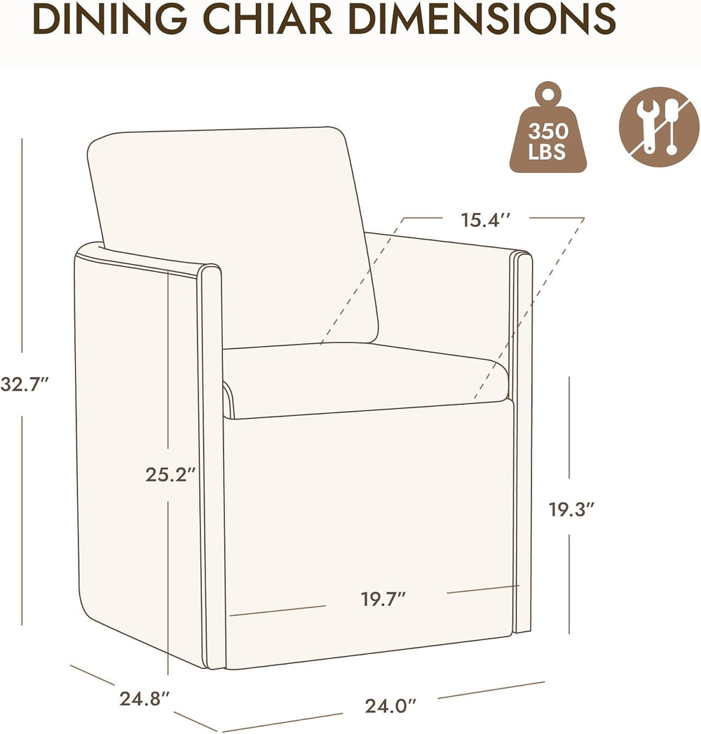 Watson & Whitely Modern Rolling Dining Chair with Casters, Set of 2, Line...