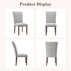 Stylish Dining Chairs Set of 2, Upholstered Parsons Dining Room Chair with Nailhead Trim, Kitchen Room Chair with Thick Cushions and Wood Legs, Nailhead Trim, Light Grey
