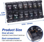 HRX Package Weekly Pill Organizer 2 Times a Day, Easy Fill & Open AM/PM Medicine Box 7 Day Vitamin Cases Day and Night