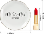Mr & Mrs EST 2026 Ring Dish - Elegant Ceramic Ring Holder for Engagement, Wedding, and Bridal Shower Gifts - Honeymoon Keepsake for Friends, Newlyweds, and Bride-to-Be