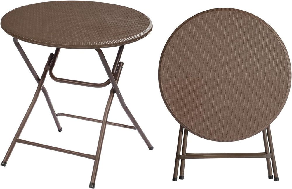 VINGLI 32" Round Folding Commercial Banquet Table, Portable Plastic Coff...