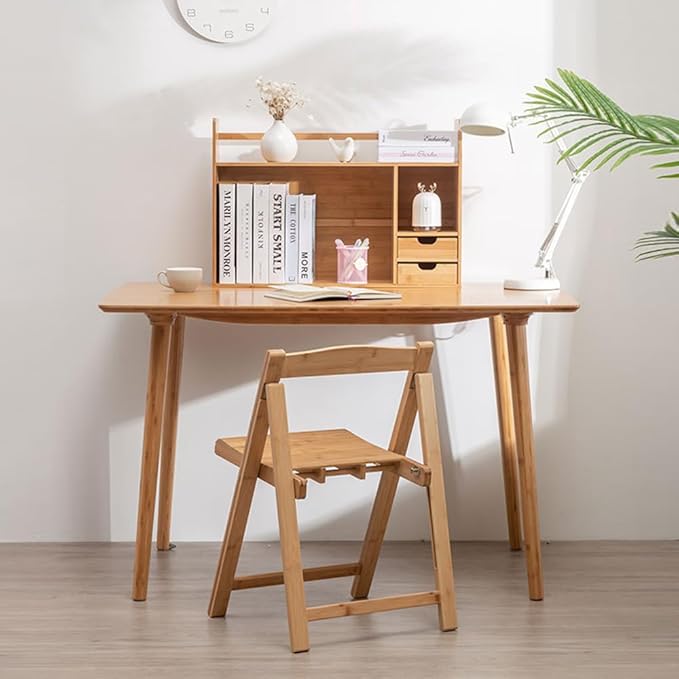 Bamboo Desktop Bookshelf, Small Bookcase for Students on The Desk, Simple Office Desk Bookshelf Organizer, Natural Bamboo Desktop Organizer,Ideal Gift for Family & Friends22.83x7.48x18.11in