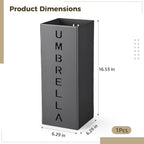 Square Metal Umbrella Holder Stand, Black Free Standing Umbrella Rack | Hollow Letter Pattern, Coated Steel, Open-Top Quick Drying, For Umbrellas, Walking Sticks, Entryway, Office And Hotel