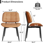 Dining Chairs Set of 8, Mid Century Modern Dining Room Chair, Upholstered Faux Leather Kitchen Chairs with Thick Cushion and Walnut Bentwood Back for Kitchen Dining Room, Brown