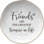 Friend Birthday Gifts for Women – Ceramics Jewelry Tray | Friends are The Greatest Treasure in Life – Friendship Gifts for Women, Friend Gift – Ceramic Ring Dish
