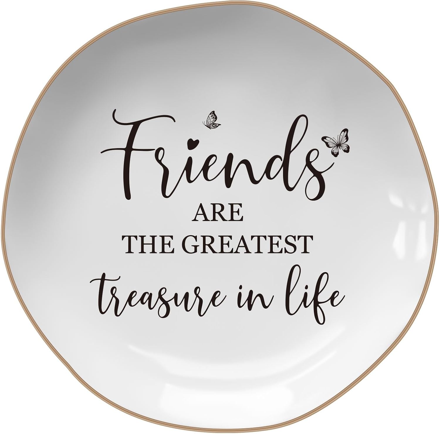 Friend Birthday Gifts for Women – Ceramics Jewelry Tray | Friends are The Greatest Treasure in Life – Friendship Gifts for Women, Friend Gift – Ceramic Ring Dish