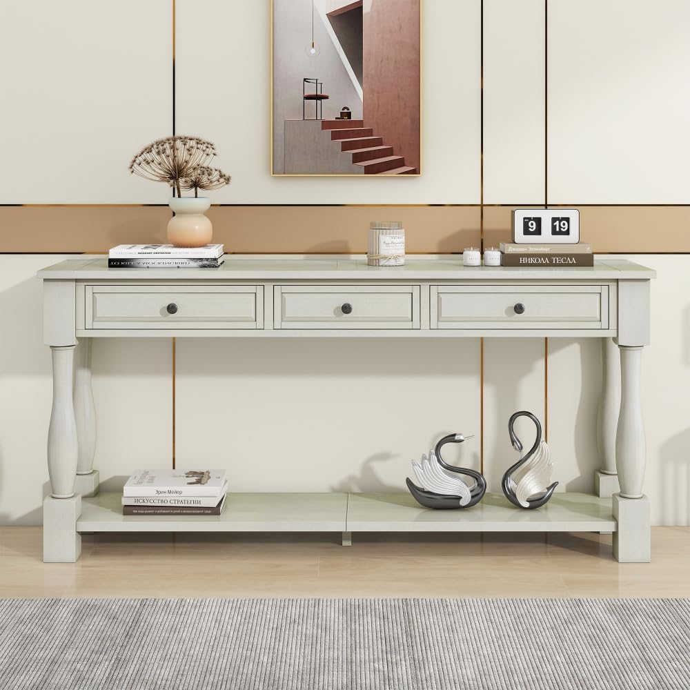 ZOEDO Console Table 63" Long Console Table with Drawers and Shelf for En...