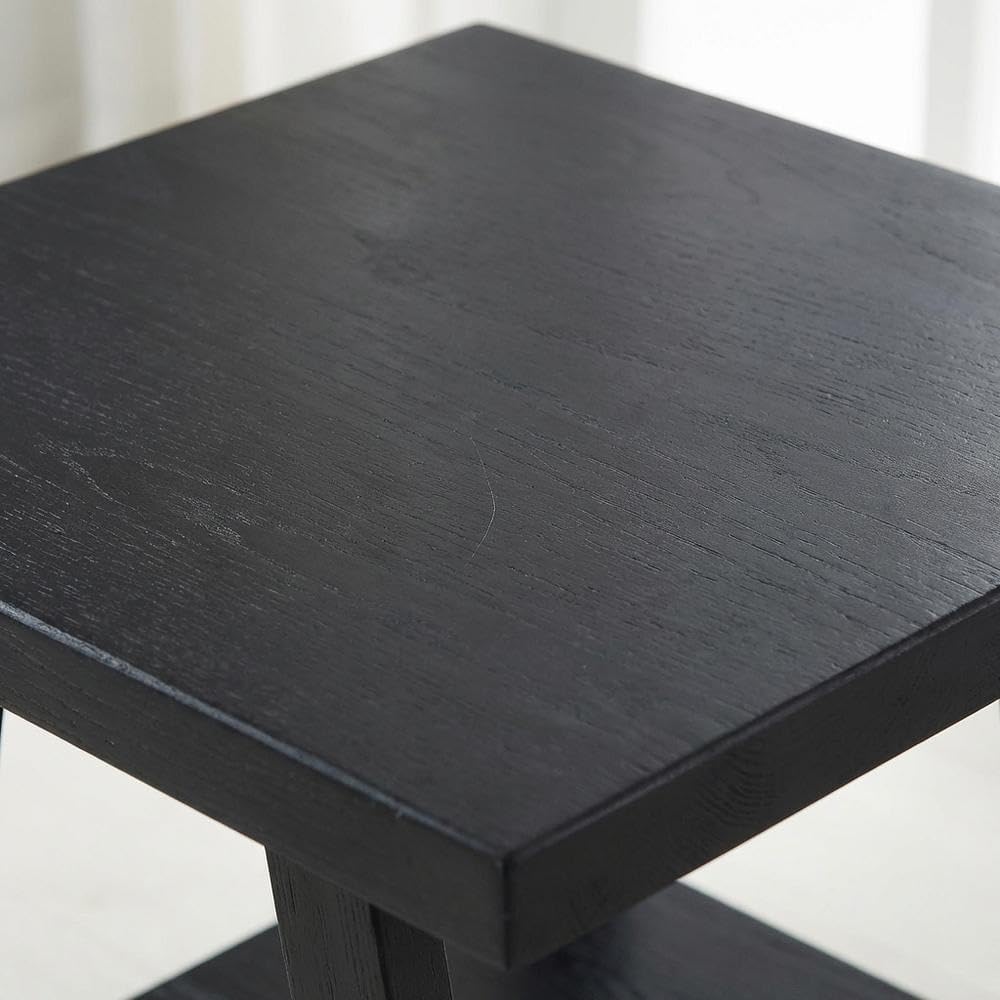 Furnifact Black, End Side Table, MDF Construction, Open Shelf, Durable Home D...