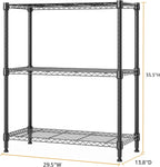 750 lbs 3 Tier Storage Rack Metal Wire Shelving Unit, Storage Standing Shelf Organizer for Laundry Bathroom Kitchen Pantry Closet Garage Basement Utility Room, Black 13.8" D x 29.5" W x 35.5" H