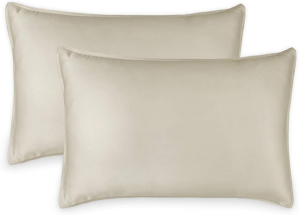 Queen Pillowcases by Pure Bamboo, Genuine 100% Organic Viscose Derived from Bamboo, Luxuriously Soft & Cooling, Double Stitching, Envelope Closure (2 Queen Pillowcases, Sand)