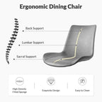 Dining Chairs, Modern PU Leather Dining Room Chair with Sturdy Metal Legs, Upholstered Seat Dinner Chairs Accent Side Chairs for Indoor Kitchen Living Room (Grey, Set of 8)