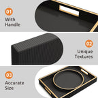 SANZIE Leather Tray Desktop Storage Organizer Premium Serving Tray Decorative Tray Valet Tray for Sundries Cosmetics Phone Wallet Cutlery (Black Holder)