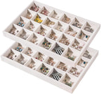 2pcs/Set Velvet Jewelry Tray, 24 Grids Large Storage Tray for Bracelet Bangle Beads Display, Jewellery Organizer Box Tray for Home Drawer or Shop Store Selling Show (Beige Velvet)