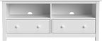 Handcrafted Solid Oak TV Stand Entertainment Center - Elegant White Media Console with Spacious Storage Drawers & Open Shelves - Sturdy Wood Cabinet Fits TVs up to 55 Inches