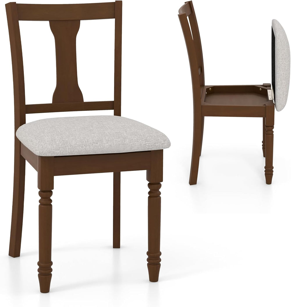 GIANTEX Wood Dining Chairs Set of 2, Farmhouse Dining Room Chair with Cushion...