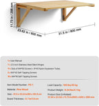 VEVOR Wall-Mounted Folding Table, 31.5 x 23.62 inch, Wooden Drop Leaf Floating Desk with Iron Bracket for Small Spaces, Home Office, Dining, Laundry Room, Kitchen, Bar