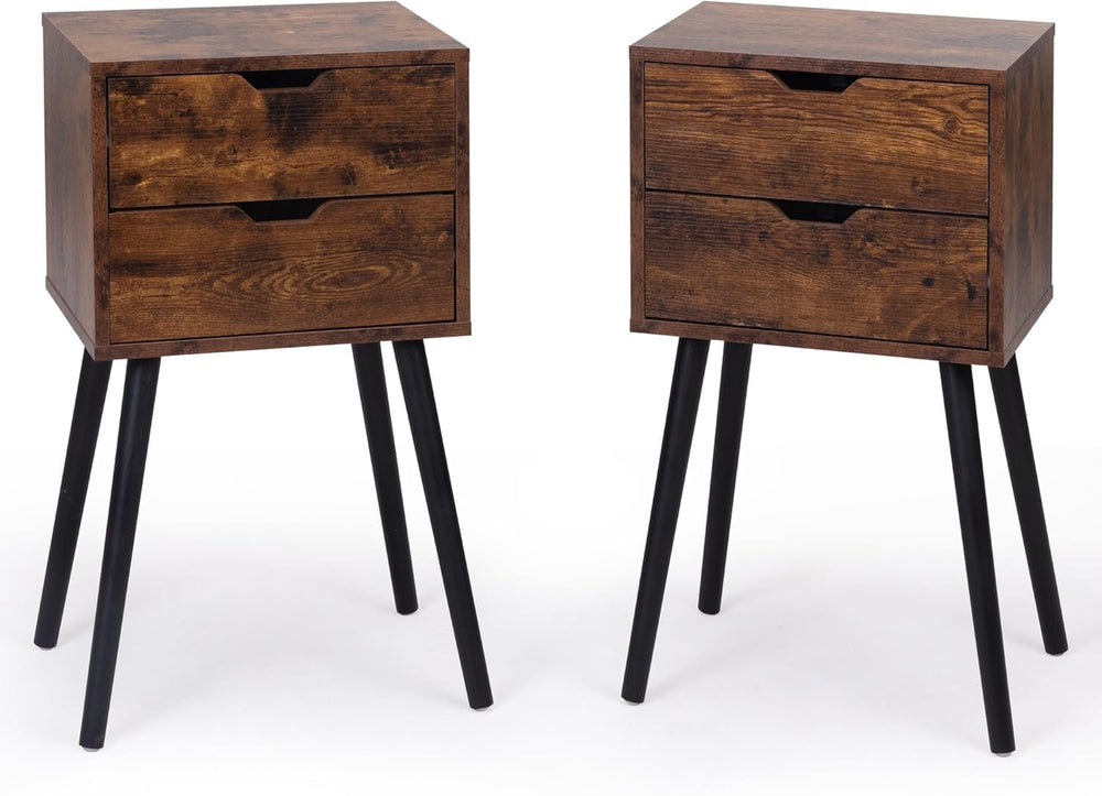 JAXPETY End Tables Set of 2, Night Stand with Drawers, Bedside Tables with So...