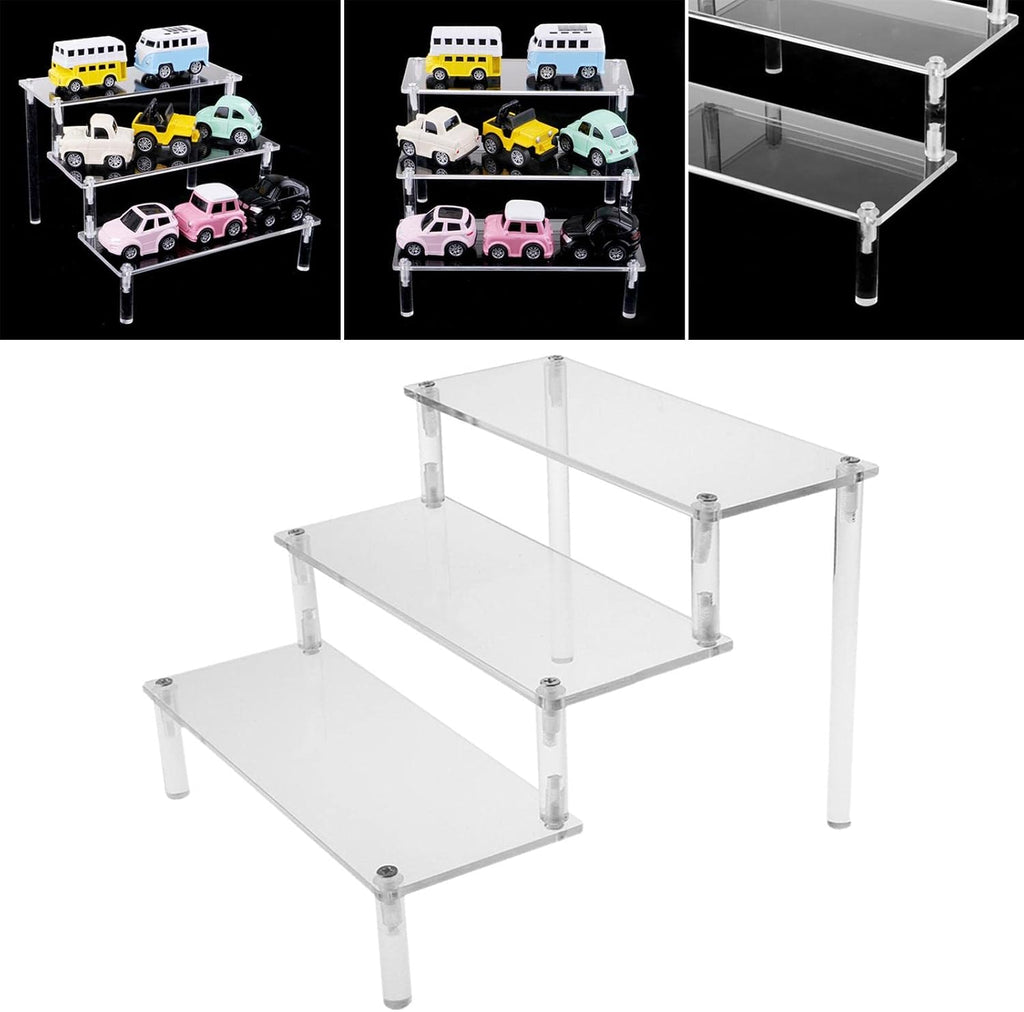 Display Rack Acrylic Multi Layer Ladder Shelf Stand Organizer Riser Steps Holder Suitable for Desktop Shop Gift Giving, 3 Ladder