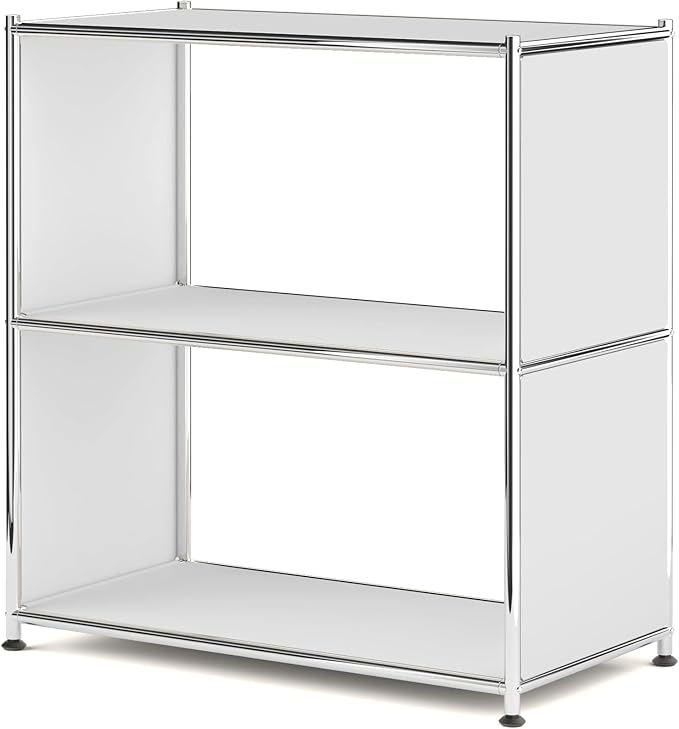 32-Inch 2-Tier Metal Bookcase, Open Shelf Storage Organizer for Living Room, Bedroom, Side Table or Nightstand Use, Modern DIY Assembly, White