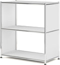 32-Inch 2-Tier Metal Bookcase, Open Shelf Storage Organizer for Living Room, Bedroom, Side Table or Nightstand Use, Modern DIY Assembly, White