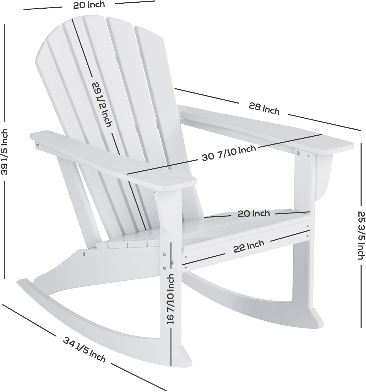 WestinTrends Dylan Outdoor Patio Poly Plastic Adirondack Rocking Chair, Weathered Wood