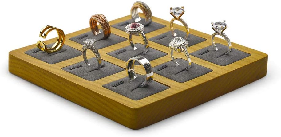 Jewelry Ring Display Tray Solid Wood Display Rings Stand Storage Jewelry Display Props Tray