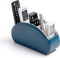 Remote Control Holders Organizer Box with 5 Compartment PU Leather Multi-functional Office Desk Storage Caddy Store Tv Remote for Media Player,Brush,Pencil,Glassees&Office Supplies (Peacock Blue)